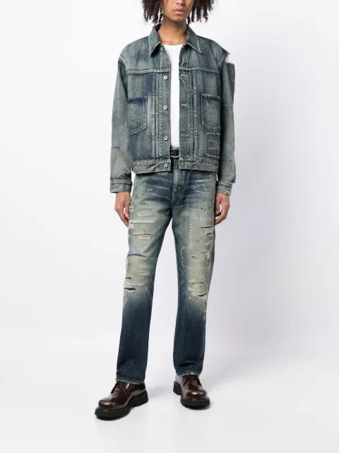 Neighborhood distressed-effect denim jacket