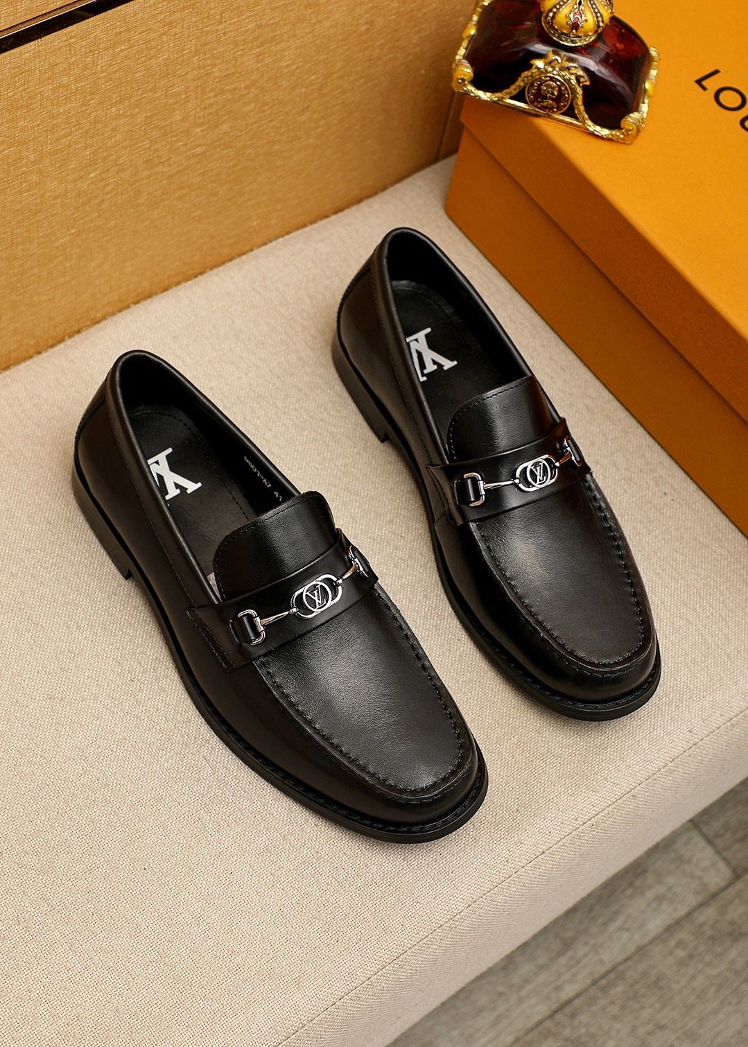 Louis Vuitton Black Leather Buckle Loafers